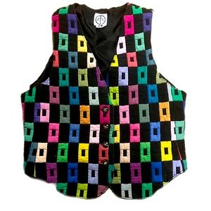 Vintage X/Z color-block rainbow quilted vest